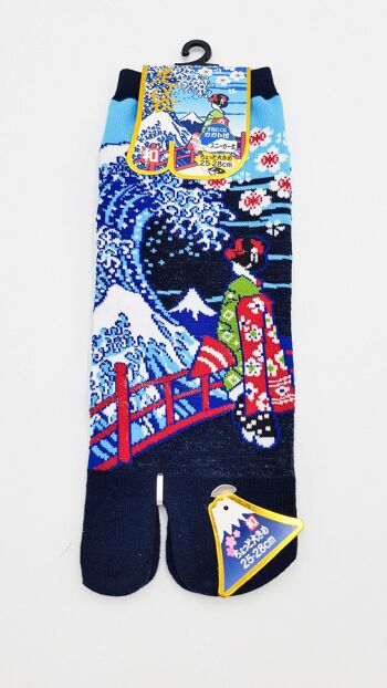 Chaussettes Japonaises Tabi en Coton et Motif Geisha Taille Fr 40 - 45 3