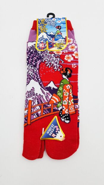 Chaussettes Japonaises Tabi en Coton et Motif Geisha Taille Fr 40 - 45 6