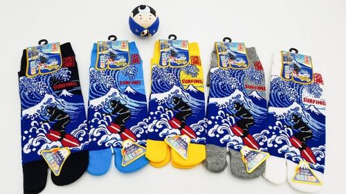 Chaussettes Japonaises Tabi en Coton et Motif Surfing Ninja Olympic Games Taille Fr 40 - 45