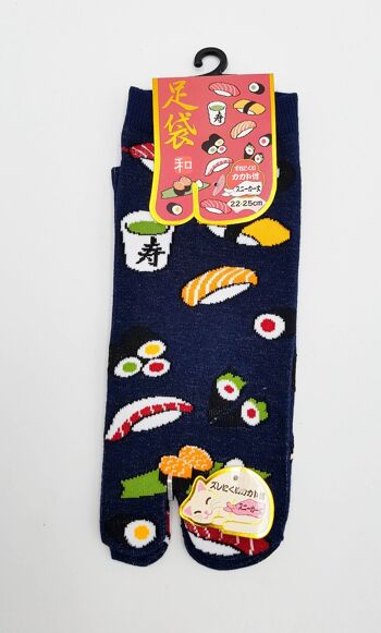 Chaussettes Japonaises Tabi en Coton et Motif Sushi & Maki Taille Fr 34 - 40 2