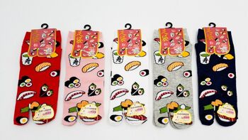 Chaussettes Japonaises Tabi en Coton et Motif Sushi & Maki Taille Fr 34 - 40 3