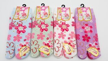 Chaussettes Japonaises Tabi en Coton et Motif Pluie de Fleurs de Sakura Taille Fr 34 - 40 2