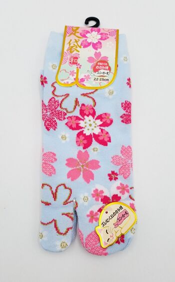 Chaussettes Japonaises Tabi en Coton et Motif Pluie de Fleurs de Sakura Taille Fr 34 - 40 3