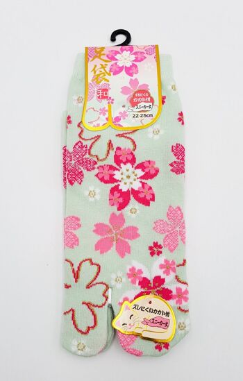 Chaussettes Japonaises Tabi en Coton et Motif Pluie de Fleurs de Sakura Taille Fr 34 - 40 4