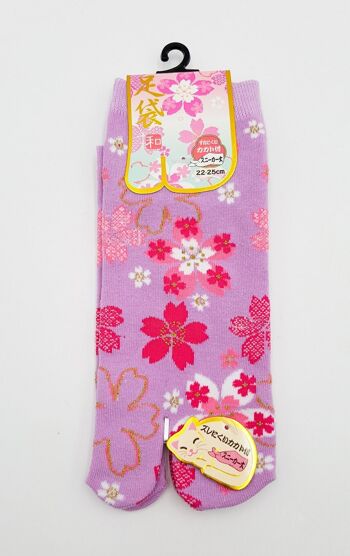 Chaussettes Japonaises Tabi en Coton et Motif Pluie de Fleurs de Sakura Taille Fr 34 - 40 6