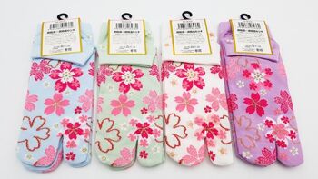 Chaussettes Japonaises Tabi en Coton et Motif Pluie de Fleurs de Sakura Taille Fr 34 - 40 8