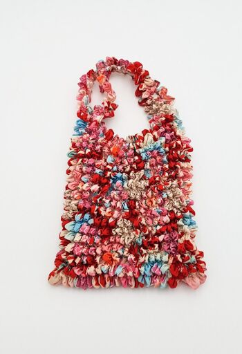 Shibori Tote Bag Washable and Reusable Handmade in Japan, Shopping Bag Durable Bulk Bag Floral Patterns - Red 4