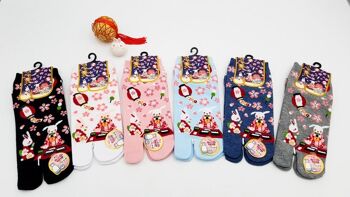 Chaussettes Japonaises Tabi en Coton et Motif Lapin et Thé Taille Fr 34 - 40 1