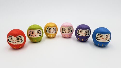 Mini figurine porte-bonheur Daruma en papier mâché avec prédiction