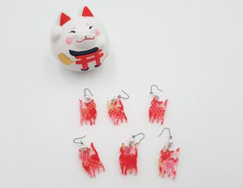Japanese cat earrings and sakura flowers 2