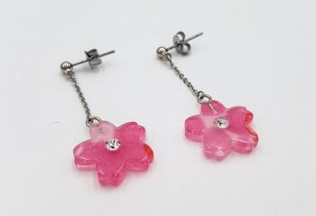 Japanese earrings sakura flowers, handmade made in japan accessories piercing ear Japan - Purple 3