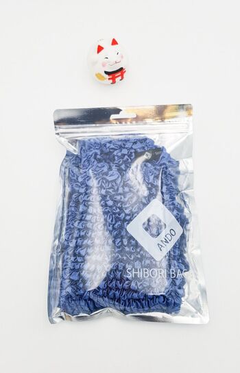 Shibori Bag washable and reusable tote bag handmade in Japan, durable bulk bag united patterns - Bleu Foncé 6