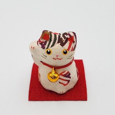 Mini gato de la suerte rojo figurita de gato de la suerte hecha a mano en Japón