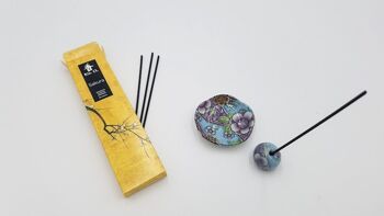 Door made-hand craft porcelain ceramic incense painted and handmade Japan round floral patterns (Set D) - Fleuri Rouge 2