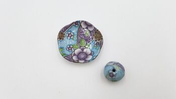 Door made-hand craft porcelain ceramic incense painted and handmade Japan round floral patterns (Set D) - Fleuri Rouge 3