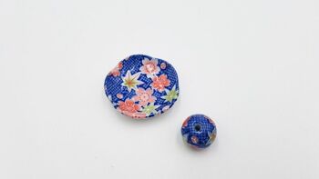 Door made-hand craft porcelain ceramic incense painted and handmade Japan round floral patterns (Set D) - Fleuri Rouge 4