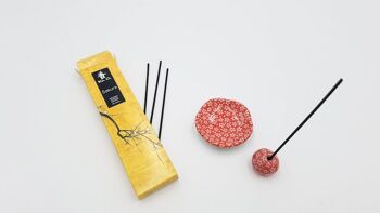 Door made-hand craft porcelain ceramic incense painted and handmade Japan round floral patterns (Set D) - Fleuri Rouge 6