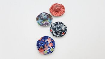 Door made-hand craft porcelain ceramic incense painted and handmade Japan round floral patterns (Set D) - Fleuri Rouge 10