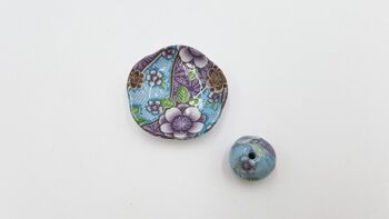 Door made-hand craft porcelain ceramic incense painted and handmade Japan round floral patterns (Set D) - Fleuri Noir 3