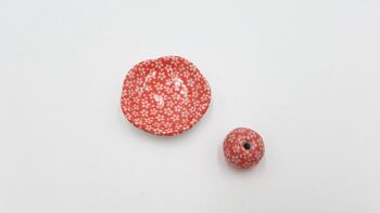 Door made-hand craft porcelain ceramic incense painted and handmade Japan round floral patterns (Set D) - Fleuri Noir 7