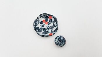 Door made-hand craft porcelain ceramic incense painted and handmade Japan round floral patterns (Set D) - Fleuri Noir 8