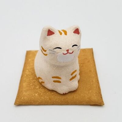 Mini lucky charm Cat with tiger motif in papier-mâché