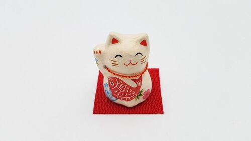 Mini porte-bonheur Chat à motif Carpe en papier-mâché