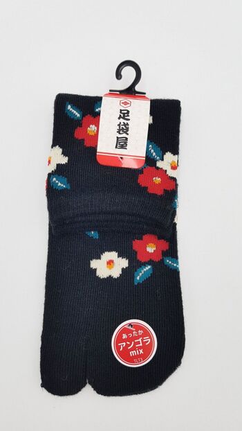 Chaussettes Japonaises Tabi en Angora & Coton et Motif Fleurs Made in Japan Taille Fr 34 - 40 6