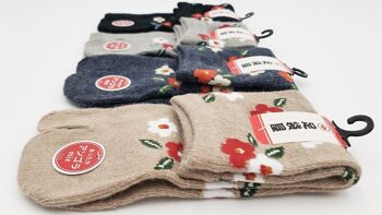 Chaussettes Japonaises Tabi en Angora & Coton et Motif Fleurs Made in Japan Taille Fr 34 - 40 7