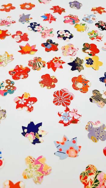 Lot 80 autocollants fleurs de sakura en papier japonais de Kyoto décoratif 4