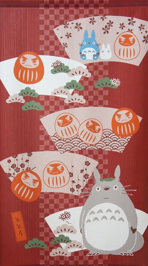 COS10730 Noren rideaux de porte japonais Mon Voisin Totoro motif Daruma Rouge, japon Ghibli studio totoro tapisserie rideau de fenêtre