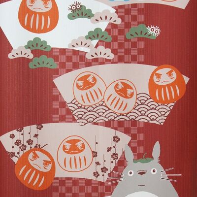 COS10730 Noren Japanische Türvorhänge „My Neighbor Totoro“-Muster Daruma Red, Japan Ghibli Studio Totoro Gobelin-Fenstervorhang