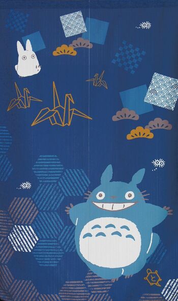 COS11075 Noren rideaux de porte japonais Mon Voisin Totoro motif Géométrie Bleu et origami, japon Ghibli studio totoro tapisserie rideau de fenêtre 1