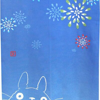 COS11574 Noren Japanische Türvorhänge „My Neighbor Totoro Blue Fireworks“-Muster, Japan Ghibli Studio Totoro Gobelin-Fenstervorhang