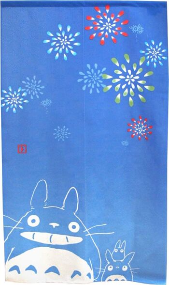 COS11574 Noren rideaux de porte japonais Mon Voisin Totoro motif Feux d'Artifices Bleu, japon Ghibli studio totoro tapisserie rideau de fenêtre 1