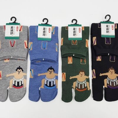 Calcetines Tabi Japoneses en Algodón y Estampado Sumo Hecho en Japón Talla Fr 40 - 45