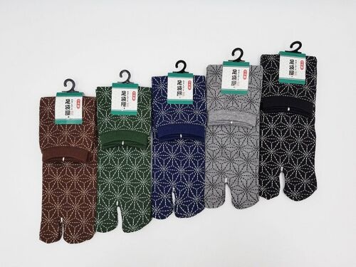 Chaussettes Japonaises Tabi en Coton à Motif Asanoha Made in Japan Taille Fr 40 - 45