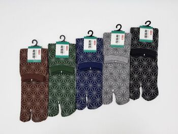 Chaussettes Japonaises Tabi en Coton à Motif Asanoha Made in Japan Taille Fr 40 - 45 1
