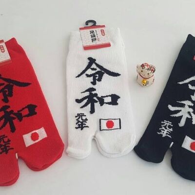 Japanese Tabi Socks in Cotton and New Era Pattern Reiwa Made in Japan Size Fr 34-40