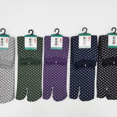 Japanese Cotton Tabi Socks with Hishigata Pattern Made in Japan Size Fr 40 - 45