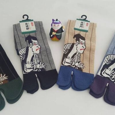 Tabi-Socken aus japanischer Baumwolle mit Kabuki-Muster Hergestellt in Japan Größe Fr 40 - 45