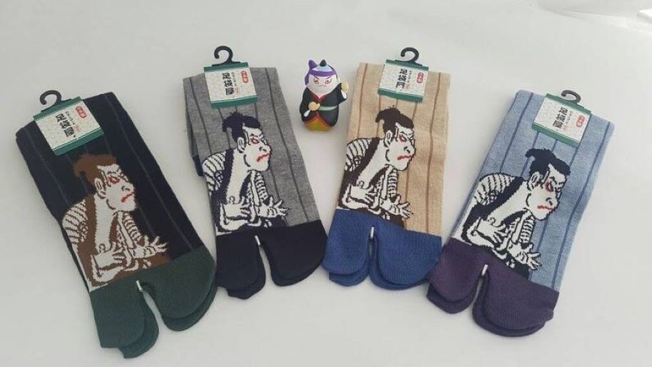 Calzini giapponesi Tabi in cotone con motivo Kabuki. Taglia Fr 40 - 45