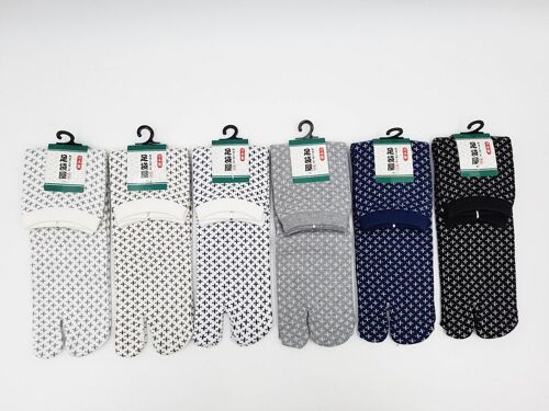 Chaussettes Japonaises Tabi en Coton et Motif Sashiko Made in Japan Taille Fr 40 - 45