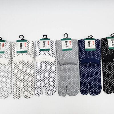 Japanese Tabi Socks in Cotton and Sashiko Pattern Made in Japan Size Fr 40 - 45