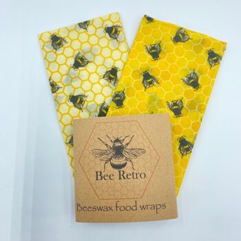 Abeilles - Grand paquet de deux emballages alimentaires à la cire d'abeille 8