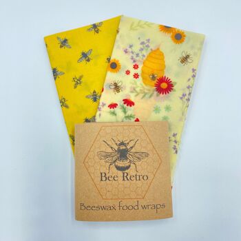 Abeilles - Grand paquet de deux emballages alimentaires à la cire d'abeille 9