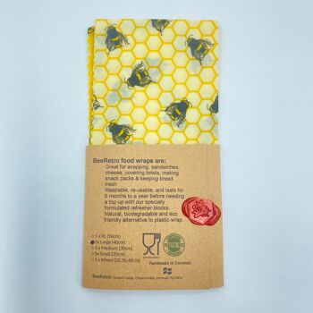 Abeilles - Grand paquet de deux emballages alimentaires à la cire d'abeille 12
