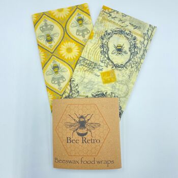 Abeilles - Grand paquet de deux emballages alimentaires à la cire d'abeille 15