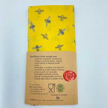 Abeilles - Grand paquet de deux emballages alimentaires à la cire d'abeille 17