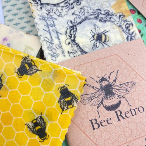 Bees- Large size pack of two beeswax food wraps